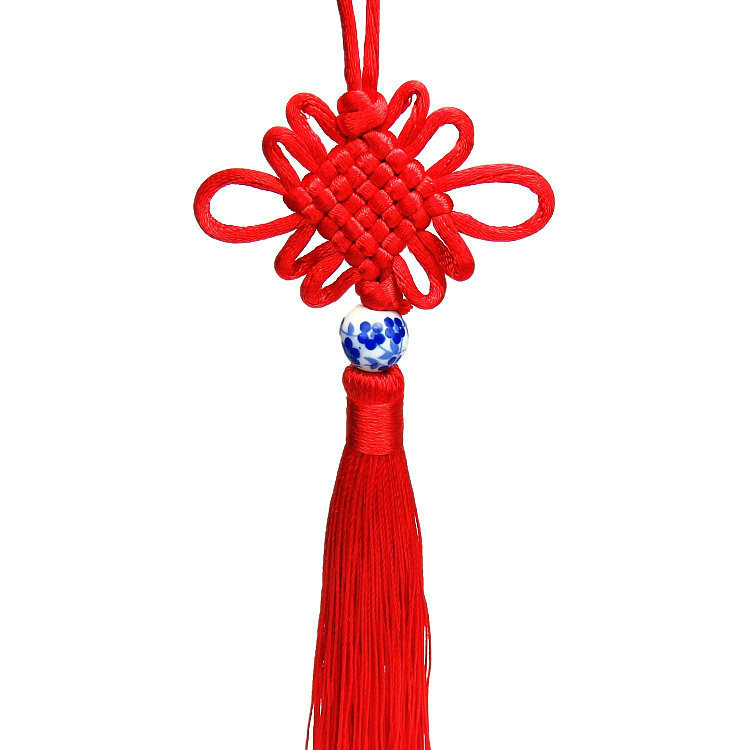 陶瓷珠小号流苏中国结挂件居家客厅喜庆装饰吉祥结挂饰送老外礼品