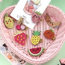 韩版儿童卡通水果发夹草莓菠萝桔子樱桃西瓜宝宝可爱边夹发饰头饰