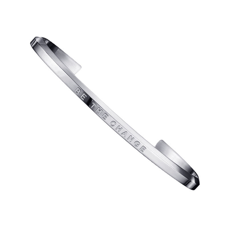 跨境爆款时尚玫瑰金光面开口刻字钛钢手镯be the change手环 批发