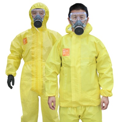 微护佳3000连体带帽化学防护服轻型耐酸碱防化服分体防硫酸喷漆服