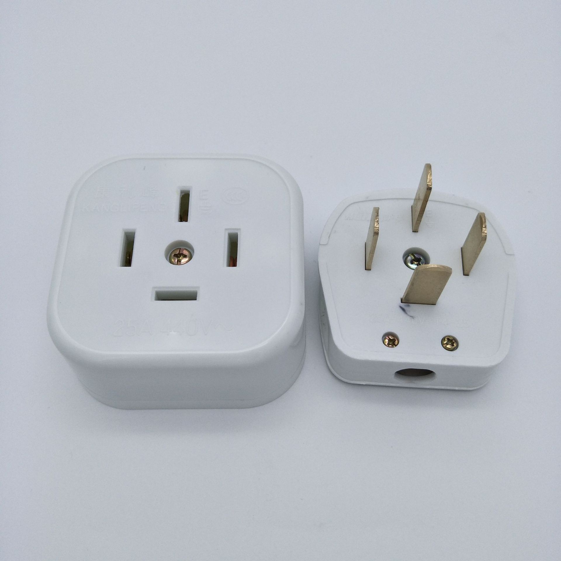 25a三相四线插头插座 明装全套白色胶木大功率阻燃纯铜工业插座