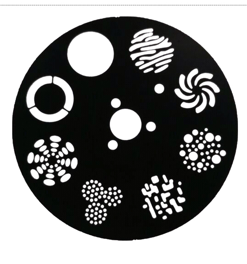 厂家直销光束摇头追光灯片 舞台灯光 金属灯片定制铝片logo灯片