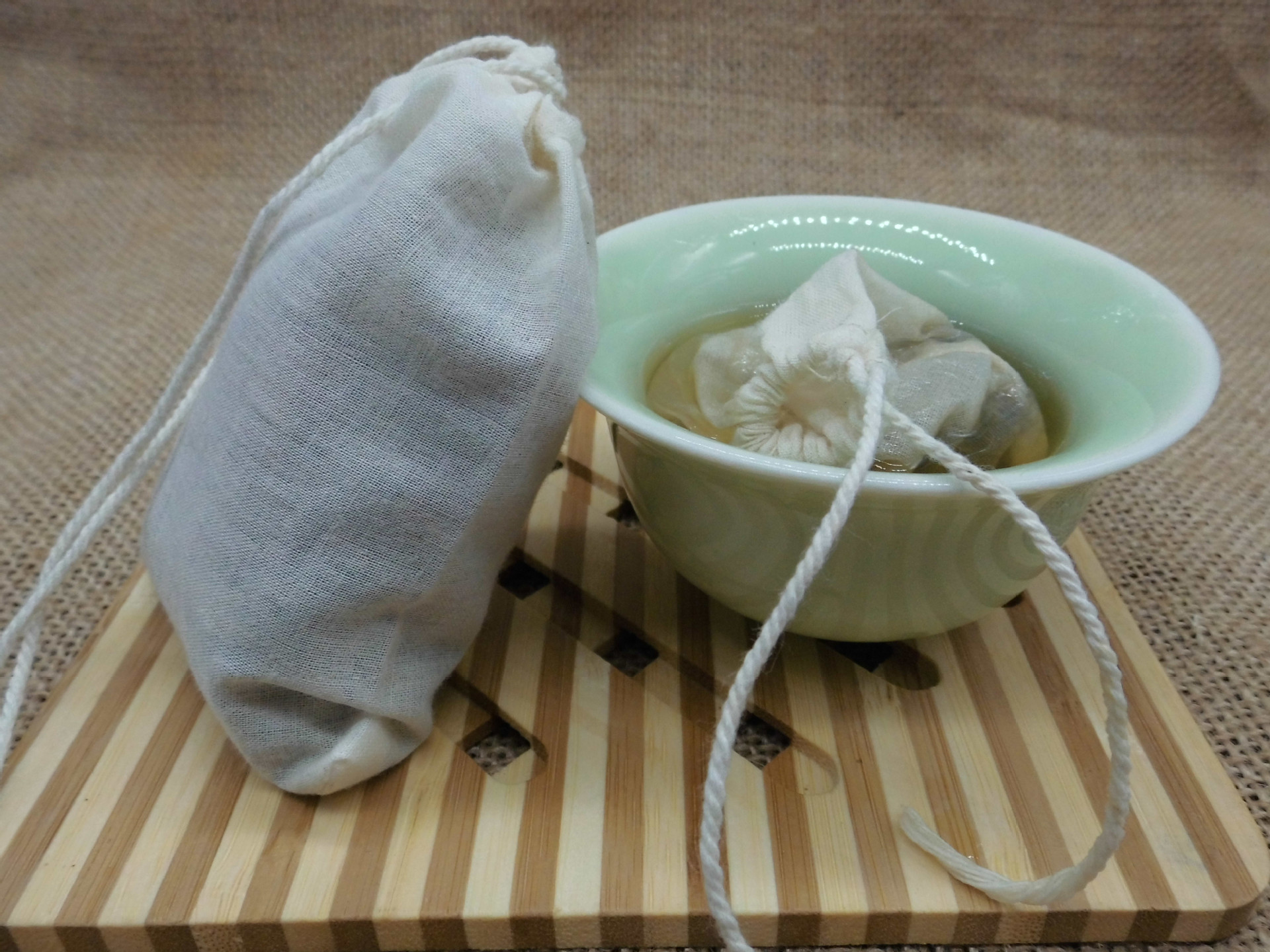 20*25自制抽线纱布袋棉卤料隔渣过滤煲汤煎药袋抽绳热敷棉布袋