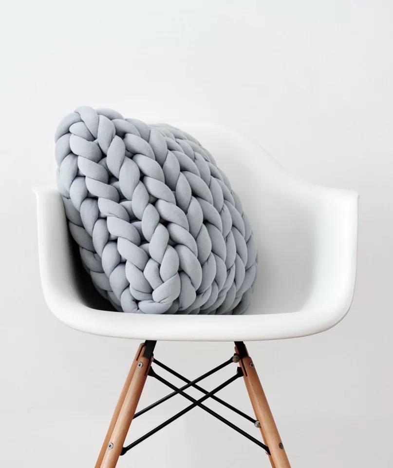 Ohhio New Strip Thread Sofa Chair Lumbar Pillow Back Cusion Pillow Hand-Woven Coarse Yarn Ins Nordic Style