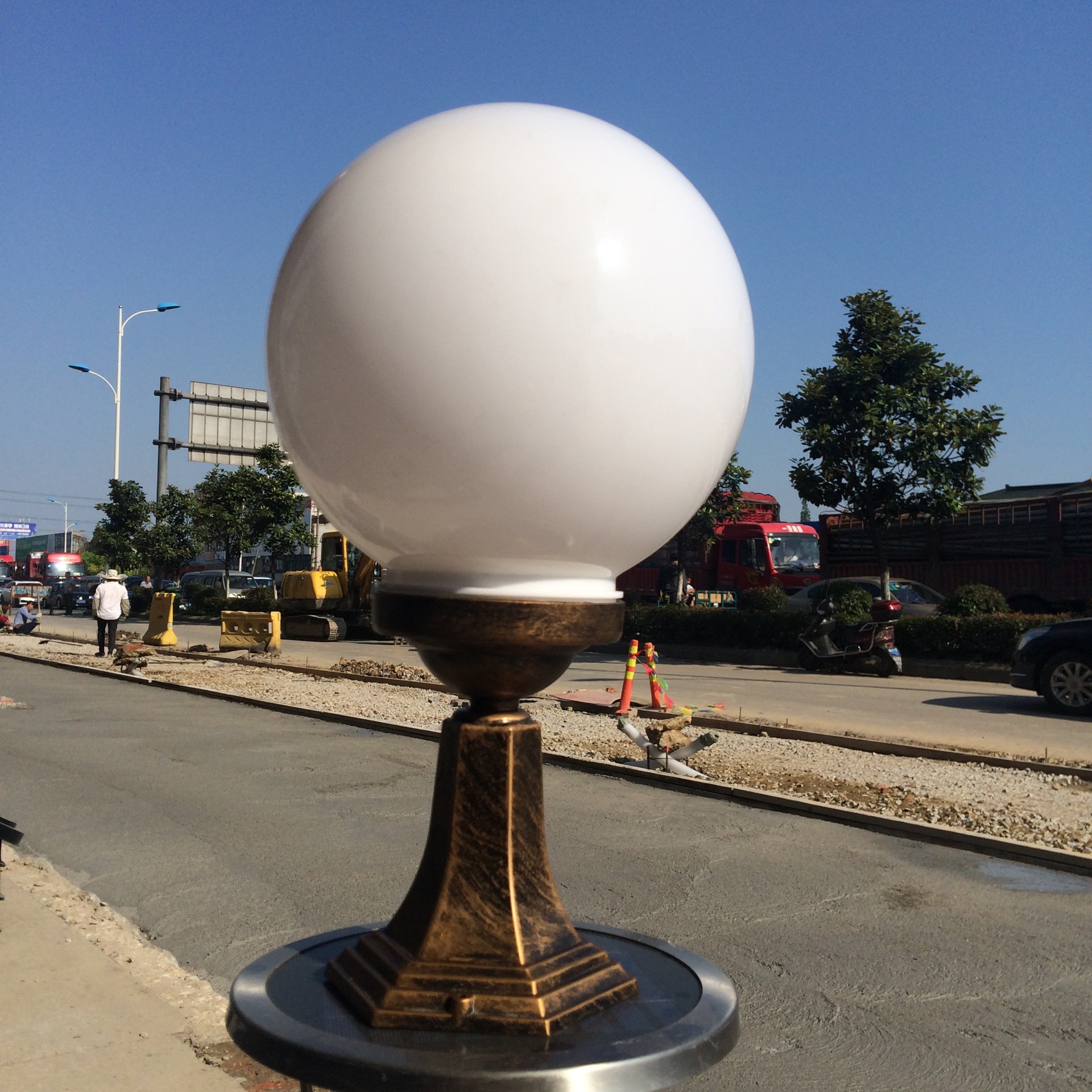 白色亚克力圆球围墙柱头灯圆型发光七彩灯罩球形墙头庭院大门灯罩