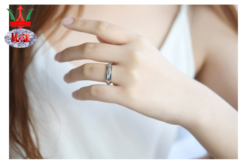 心经佛戒六字真言戒指电24k真金男女招财转运经文指环可转动