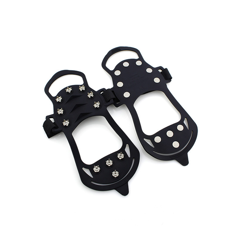 户外冰面防滑鞋套登山攀冰齿11个冰爪魔术贴硅胶防滑雪地耐磨鞋套