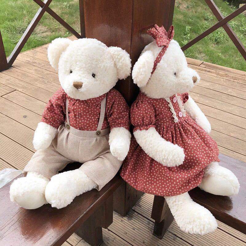 New Couple Magnet Teddy Bear Plush Toy Doll Wedding Press Bed Doll Wedding Gift