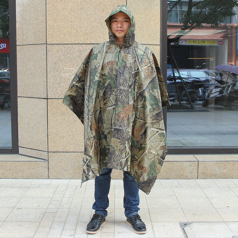 Adult Men's Fashion Outdoor Hiking Climbing Multifunctional Three-in-One Camouflage Raincoat Cloak Polyester Tent