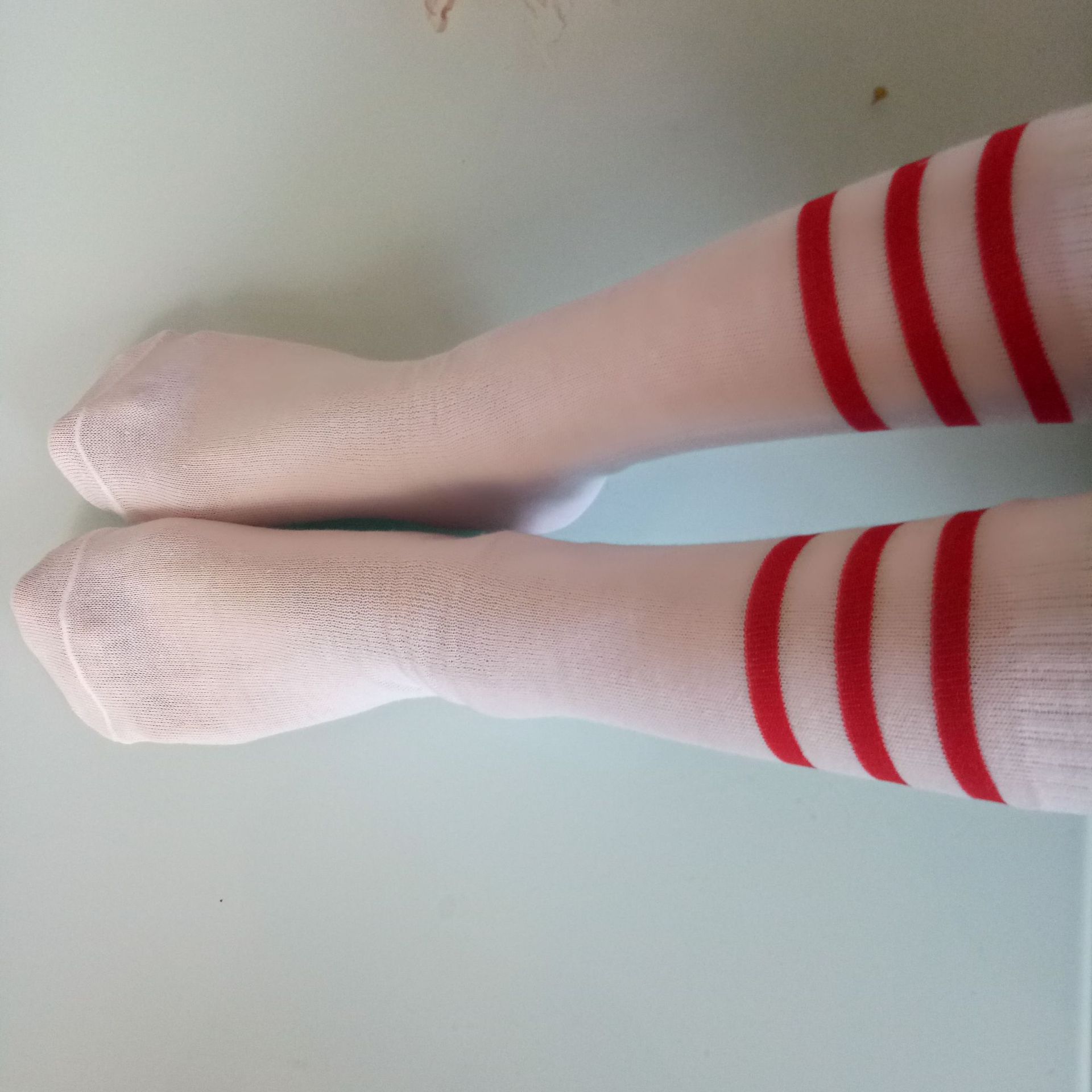 新款儿童运动裤袜纯棉高弹力加大足球袜体操啦啦操舞蹈袜三条纹