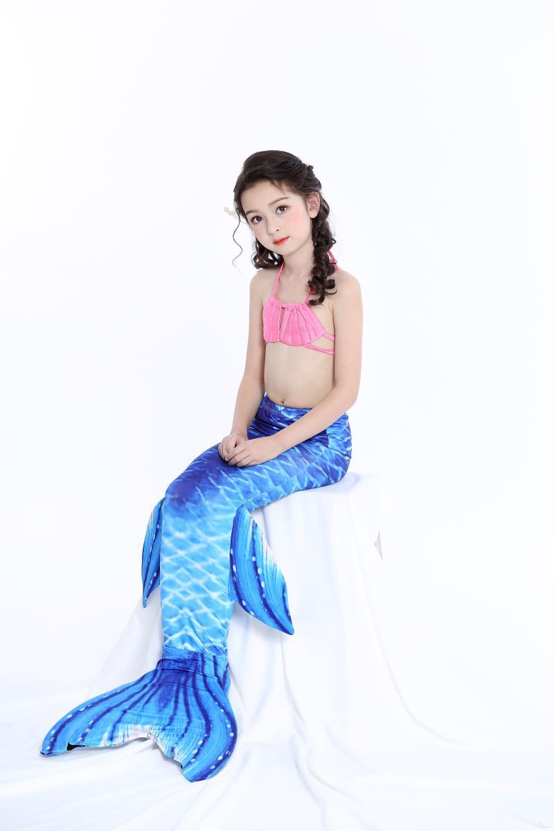 美人鱼泳衣 欧美外贸儿童游泳衣美人鱼服装cos服比基尼三件套装