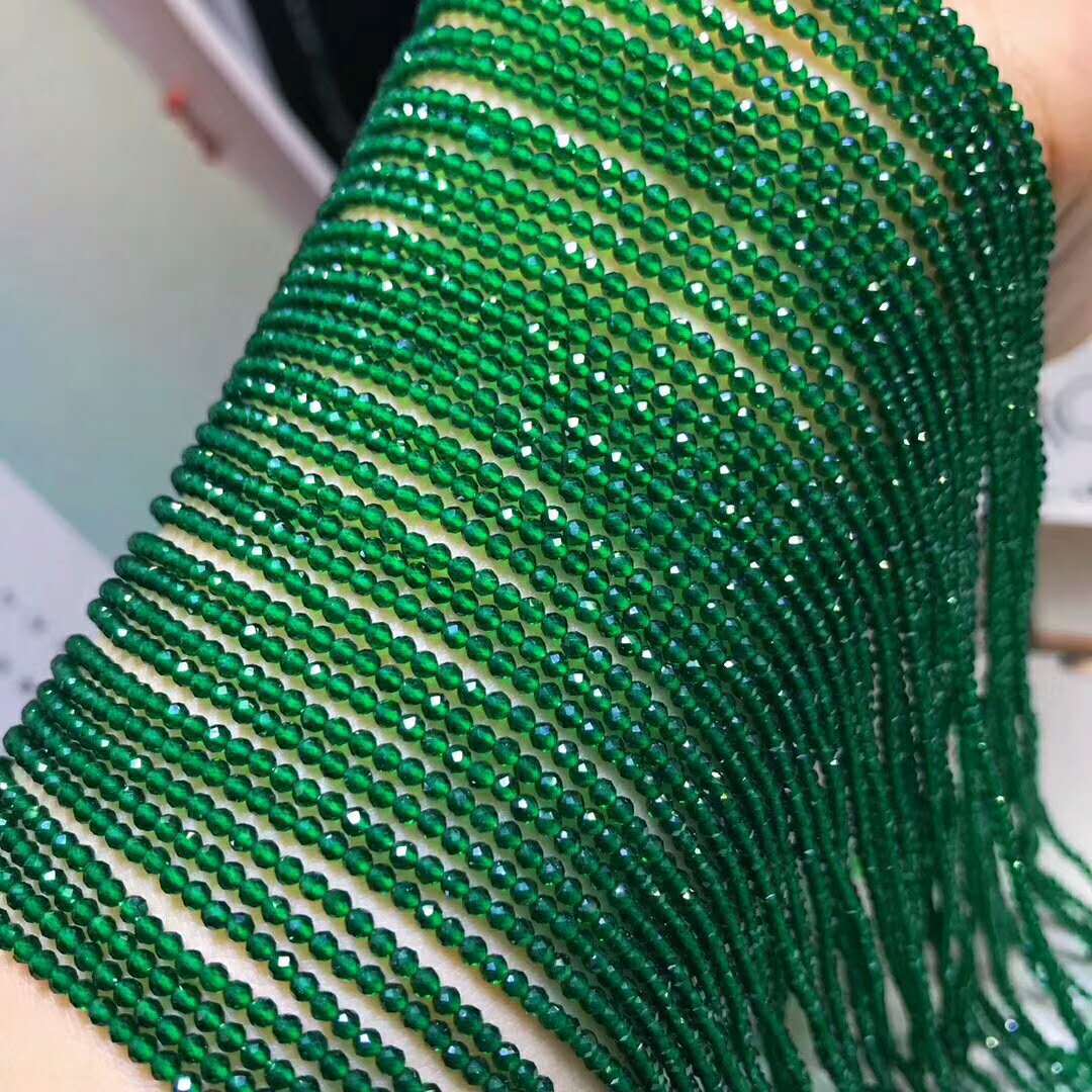 水晶 绿尖晶石足球面散珠半成品 墨绿尖晶石圆珠diy配饰批发