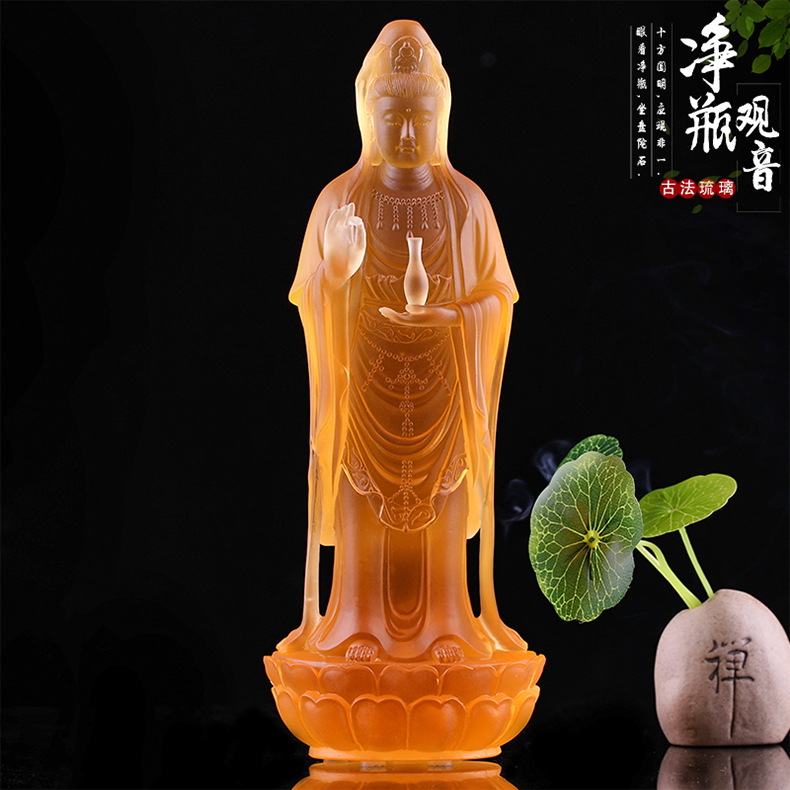 琉璃净瓶观音站像佛像摆件观世音菩萨保平安佛堂供奉摆件多尺寸