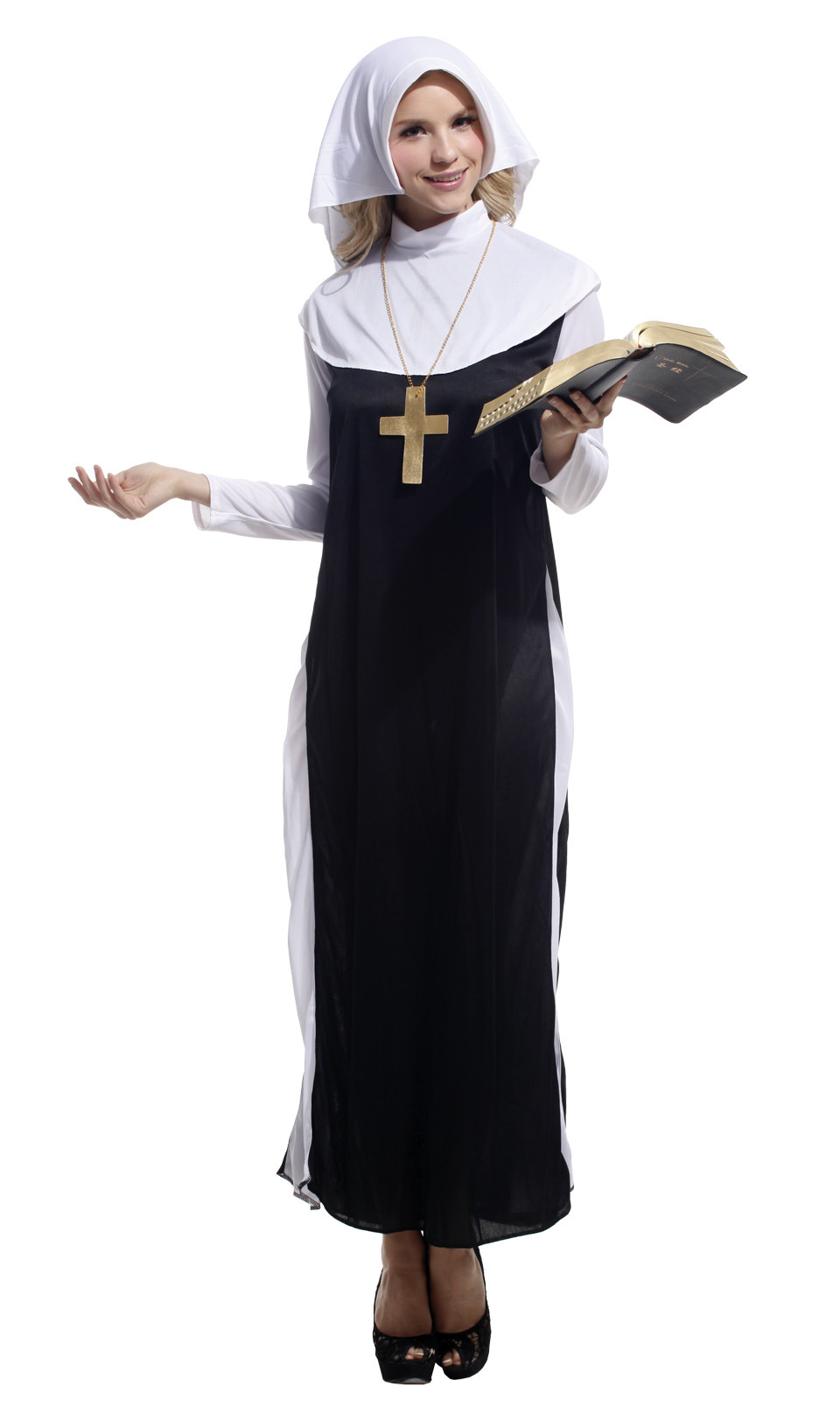 万圣节cosplay服装 传教士表演服 成人牧师服 女款修女w-0007