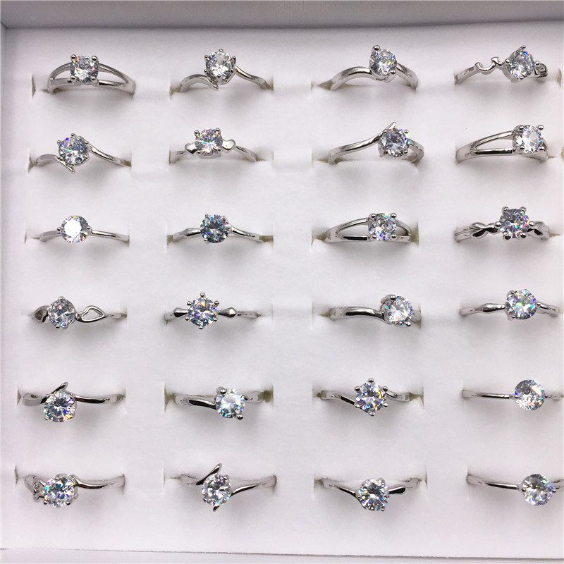 Open Imitation Diamond Ring Zircon Ring Female Proposal Engagement Open Ring Wedding Props 2 Yuan Store Supply