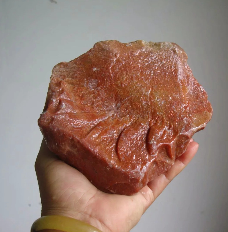 寿山石天然浙江红原石叶腊石毛料雕刻原石观赏石特摆件料重量1.