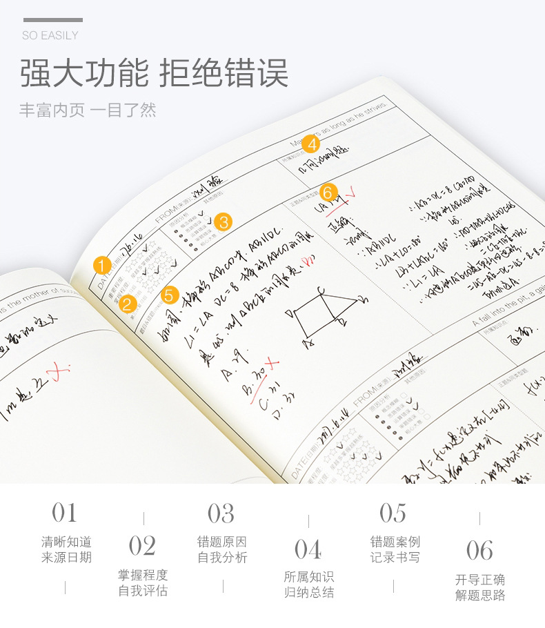 错题本小学纠错本初中笔记本子加厚英语数学改错本高中错题整理本