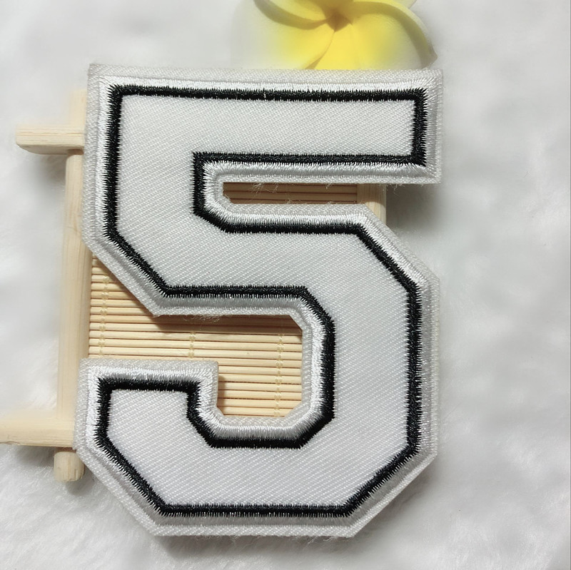 白色数字编号组合刺绣布贴 比赛球衣衣服辅料补丁贴diy棒球帽子贴