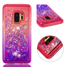 三星S9plus手机壳镶钻M10液体手机壳新款流沙闪粉S8渐变保护套m20