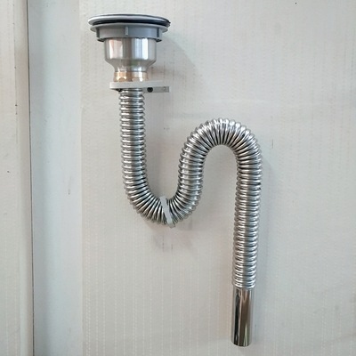 厂家直供厨房不锈钢下水管菜盆下水器波纹管单槽下水管排水管下水