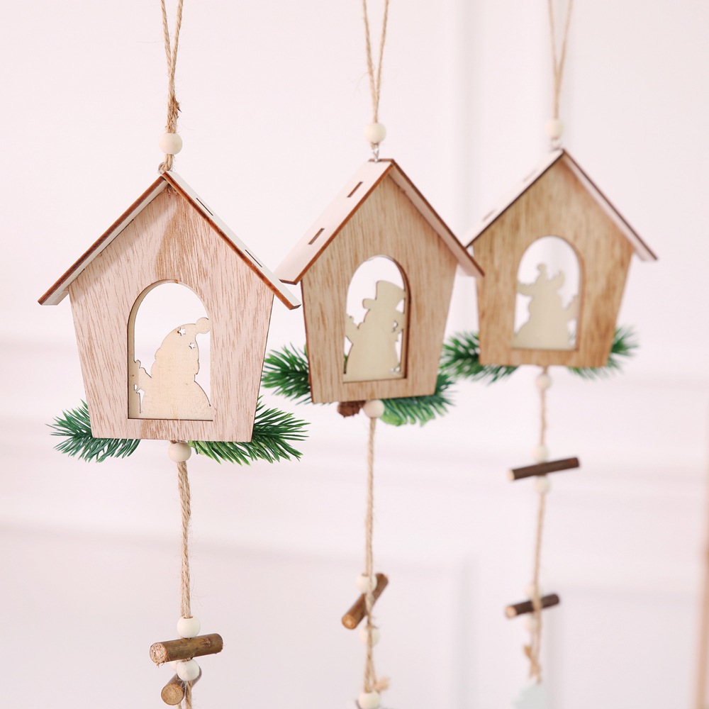 圣诞树木质挂件 圣诞节创意装饰品挂件 圣诞节房屋挂饰圣诞装饰品