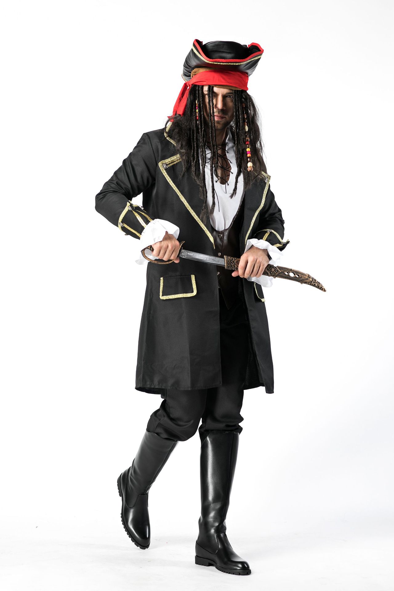 万圣节服装加勒比海盗男士海盗服 加勒比海盗装 万圣节男款游戏服