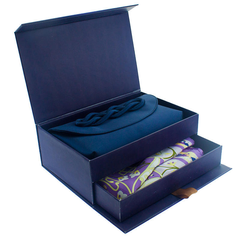 乐通厂家定制围巾丝绸创意礼盒特种纸翻盖抽屉式服饰礼品包装盒