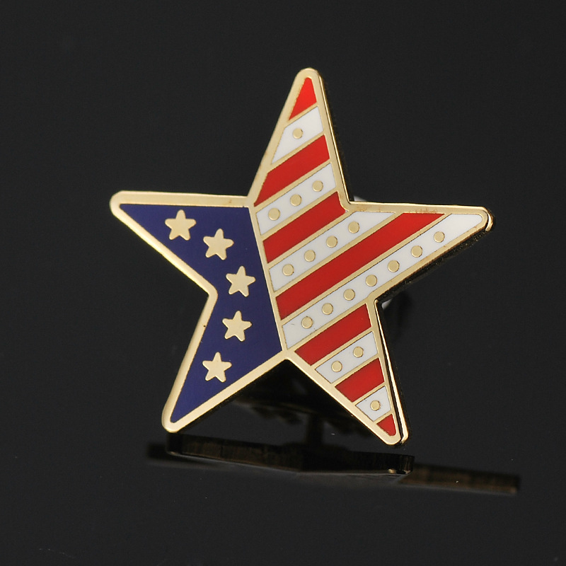 金属烤漆闪粉金葱粉五角星徽章定做合金电镀胸章实力厂家免费设计
