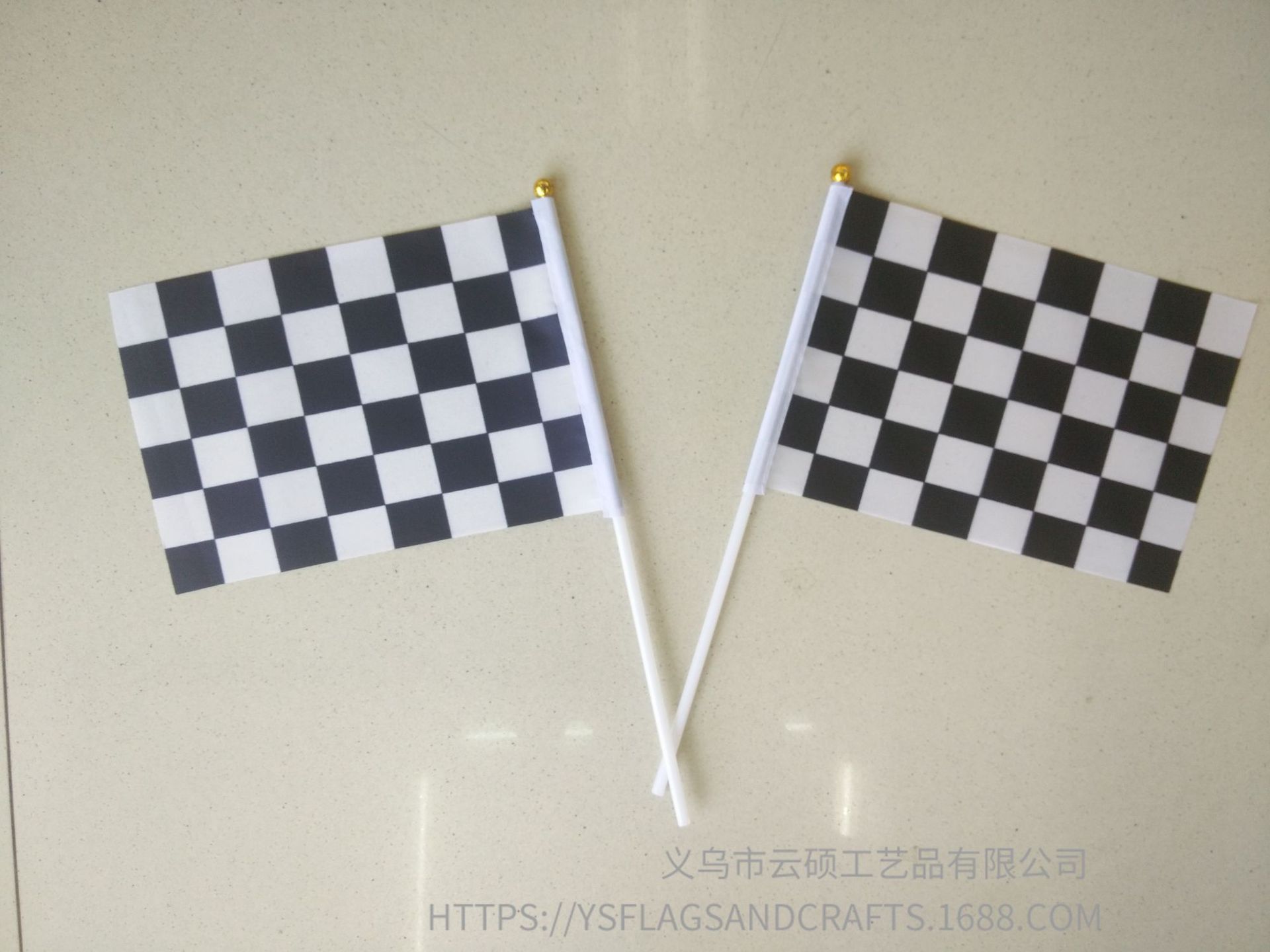 f1赛车黑白格赛车手摇旗 终点旗 赛车发令旗7号20*30cm赛车手摇旗