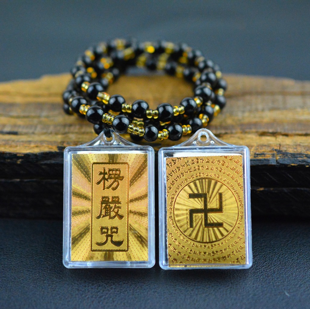 厂家批发佛教用品楞严咒护身符挂件 多咒合一经文 楞严咒项链批发