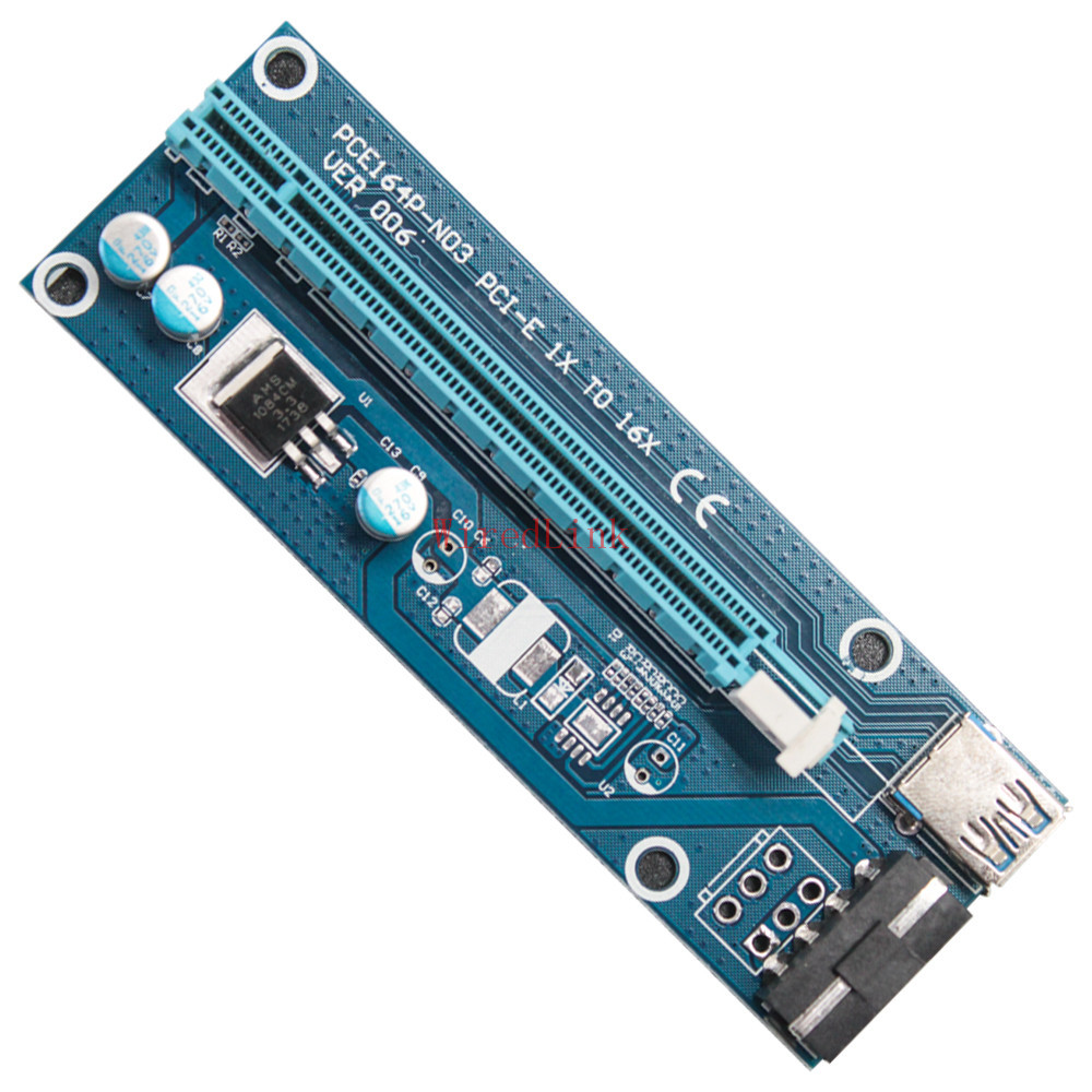 pci-e1x转16x显卡延长线riser card转接卡4pin吃鸡游戏神器pcie板