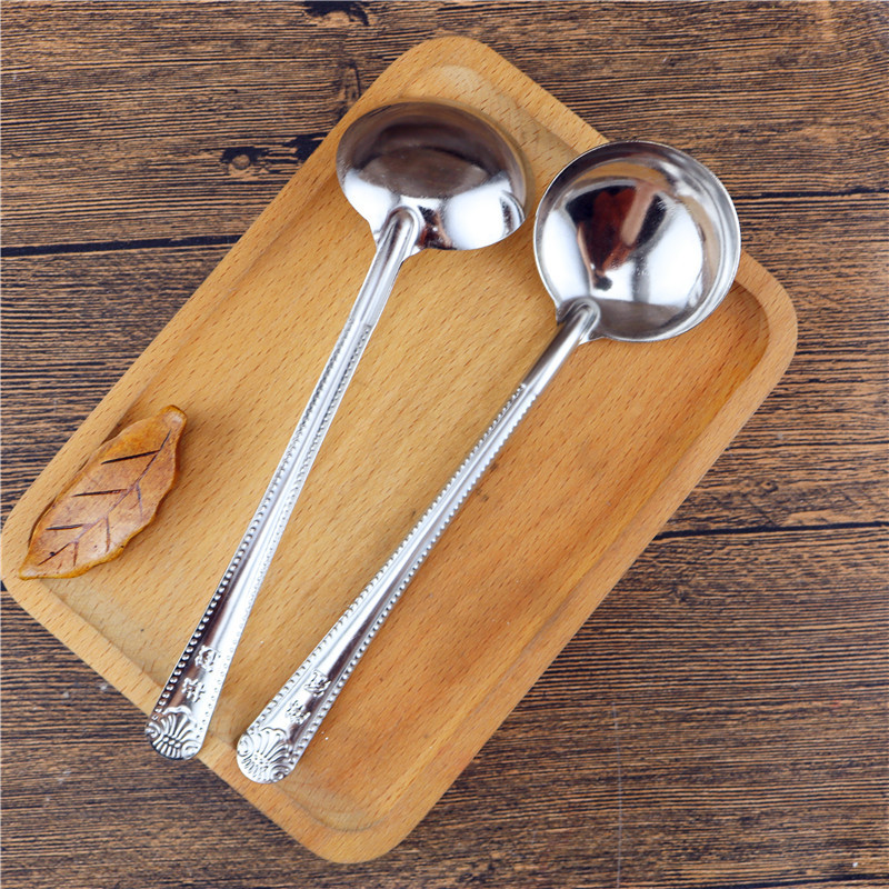 长柄大圆勺 不锈钢勺子 大油勺汤勺加深圆勺子 西瓜勺子地滩调羹