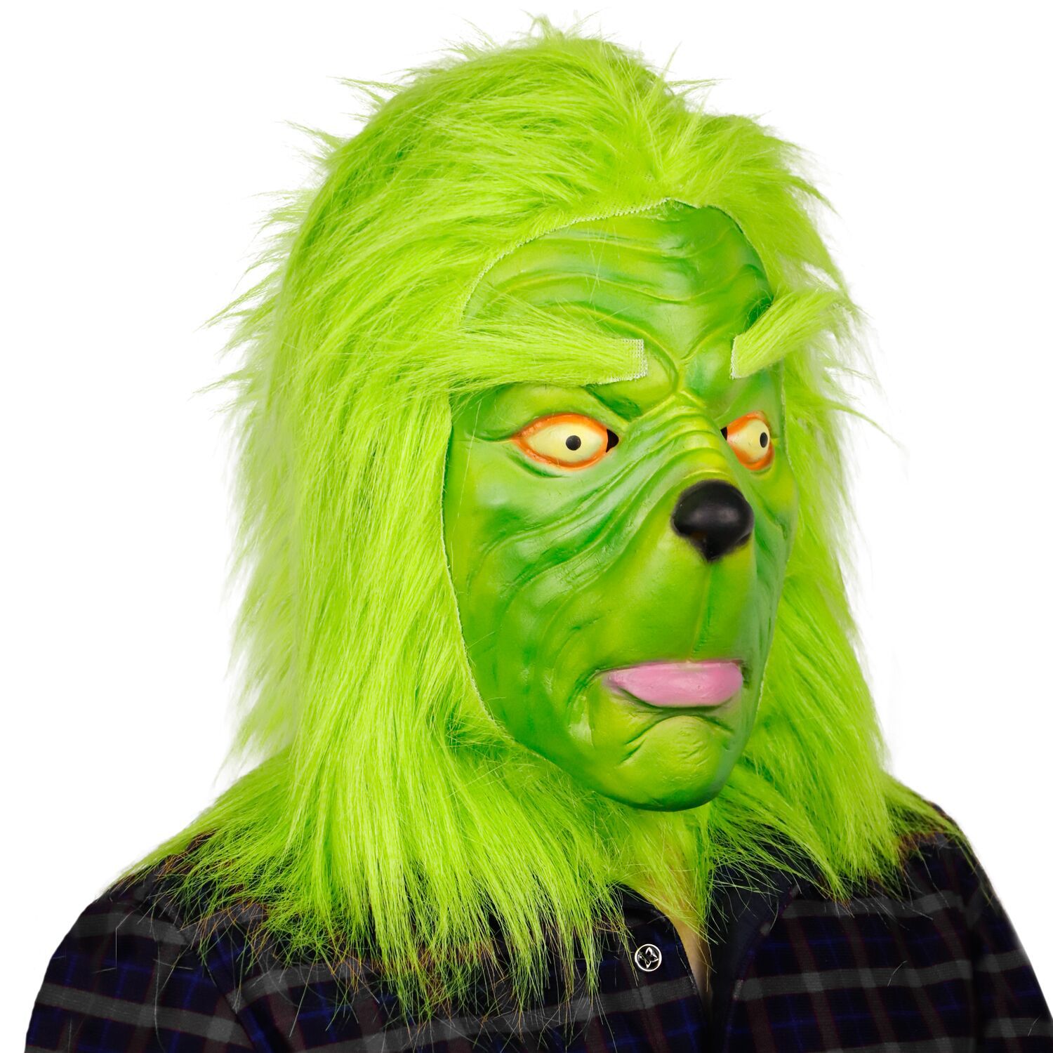 圣诞怪杰面具圣诞节乳胶头套cos绿毛怪格林奇面具 搞怪道具恶作剧