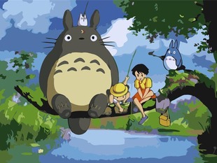 diy数字油画 儿童手工填色卡通动物动漫电影龙猫油画 龙猫故事