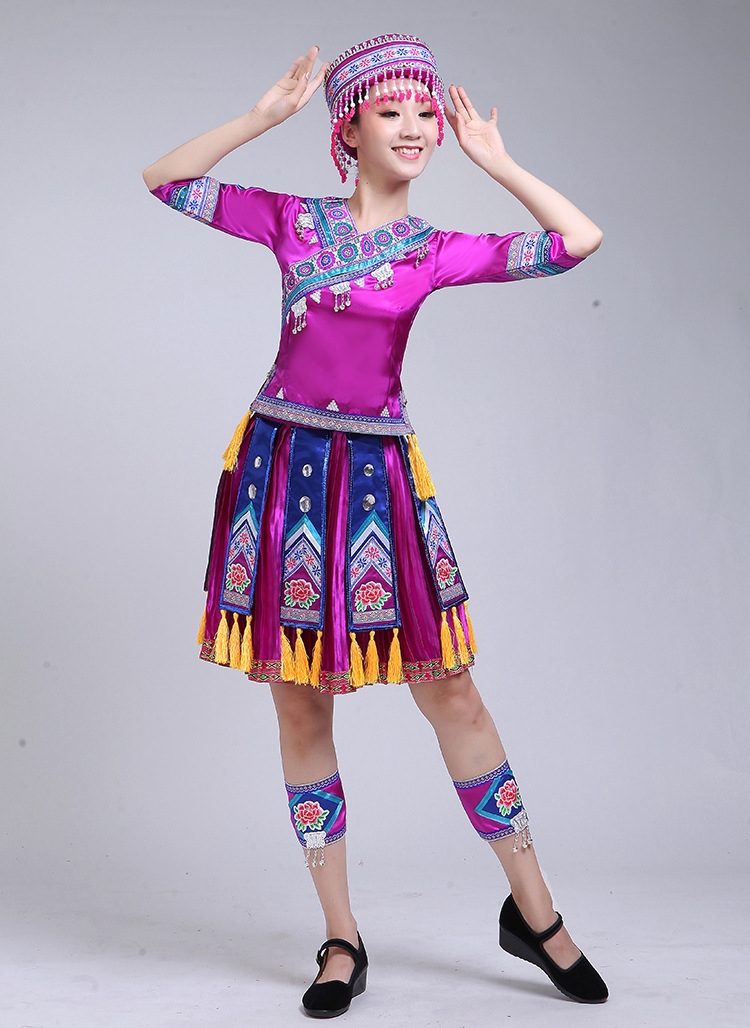 新款苗族服装女贵州云南少数民族风文山百褶裙衣服苗族舞蹈演出服