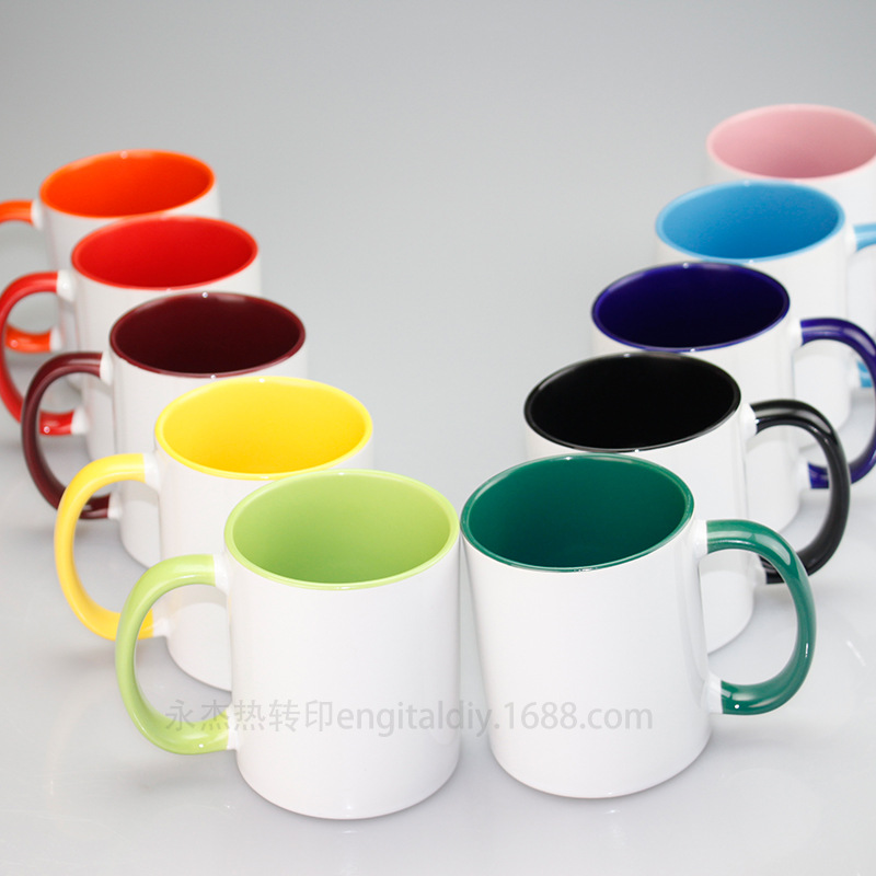 Factory Direct Sales 11Oz Double Color Cup Thermal Transfer Coating Cup Wholesale Color Cup Ceramic Cup Mug DIY Customization