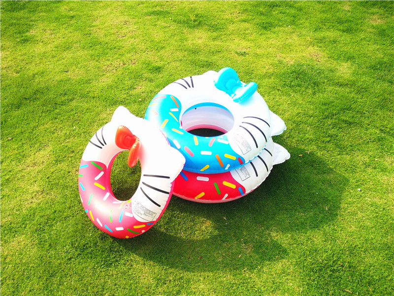 儿童游泳圈加厚kt小猫猫圈 水上充气泳圈卡通蝴蝶结游泳甜甜圈