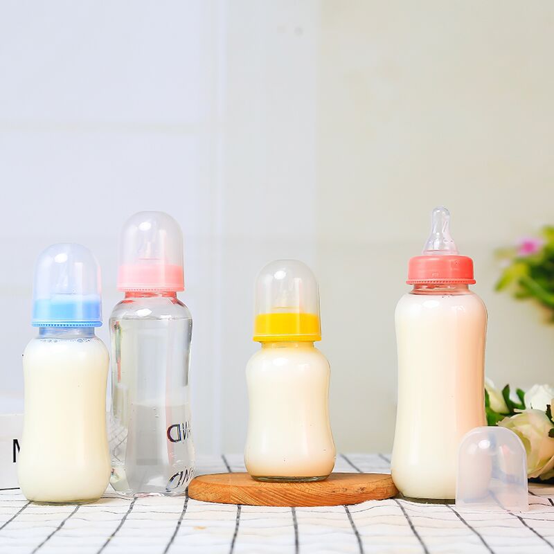 奶瓶奶茶瓶刻度奶瓶创意玻璃果汁饮料酸奶瓶带奶嘴透明奶茶店