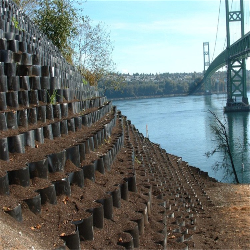 植草护坡带孔鱼塘斜坡加固护坡土工格室网格蜂巢hdpe片材耐腐防腐
