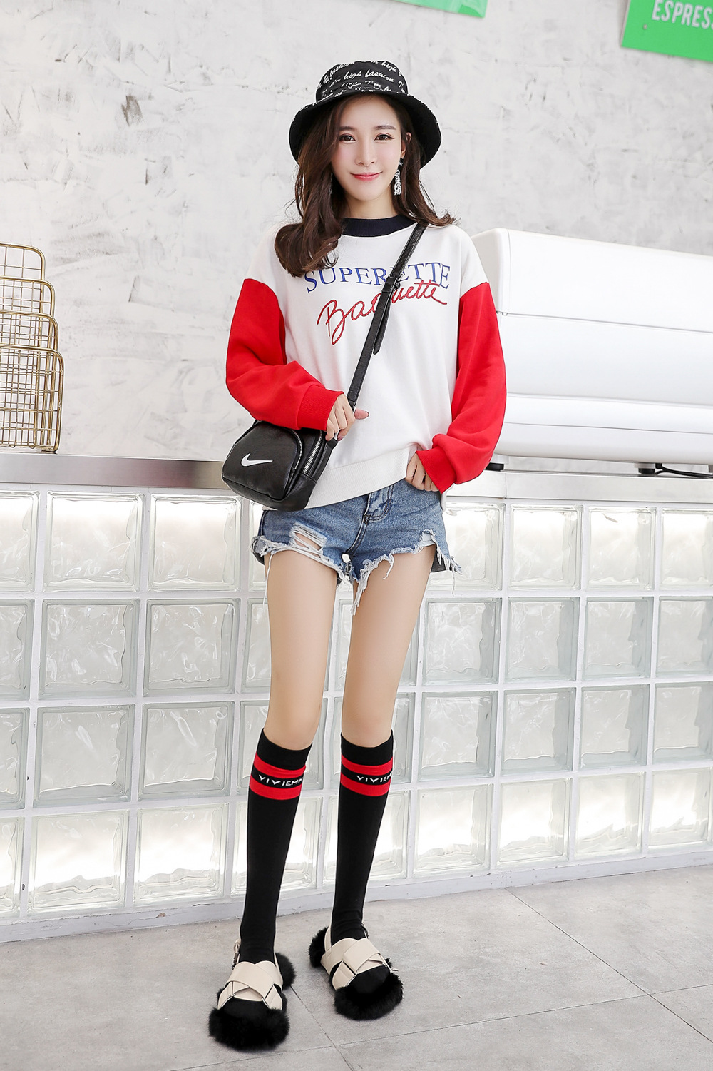 小腿袜女日系及膝袜纯棉堆堆学院风半筒袜中长筒潮运动半截袜2028