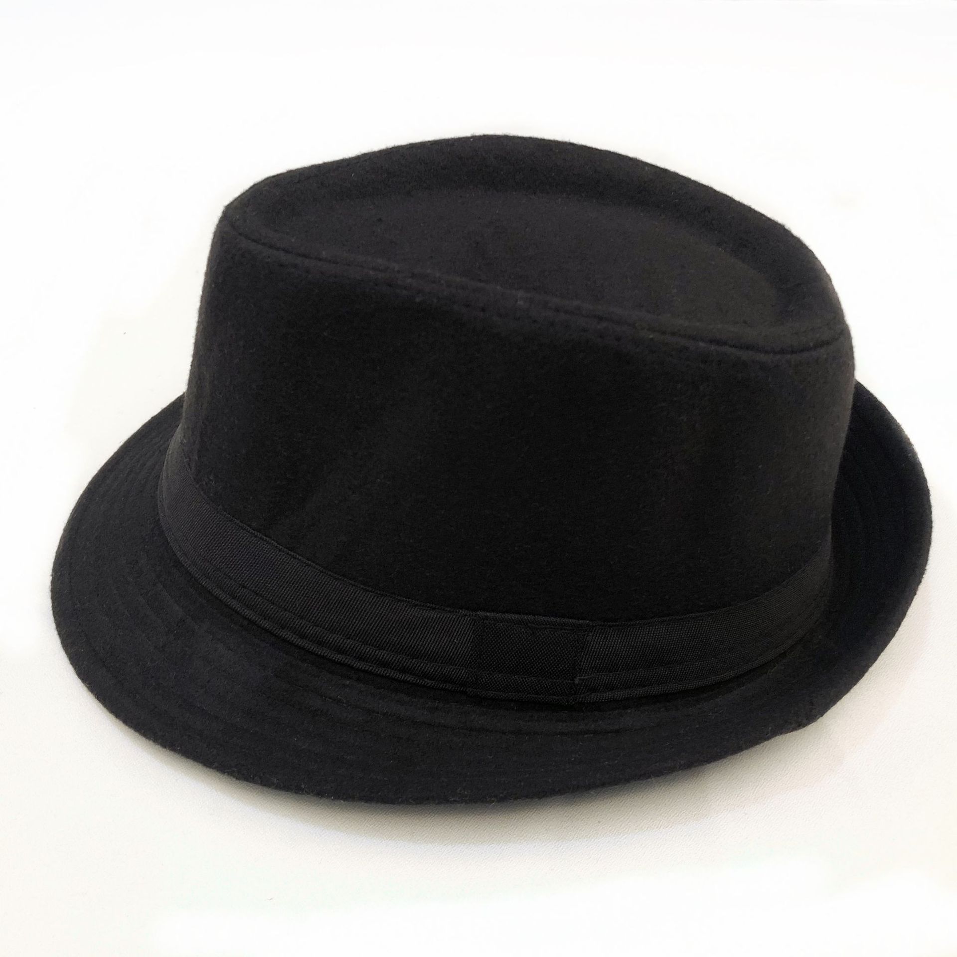 秋冬新款毛呢卷边英伦男士礼帽时尚绅士韩版户外中老年复古爵士帽