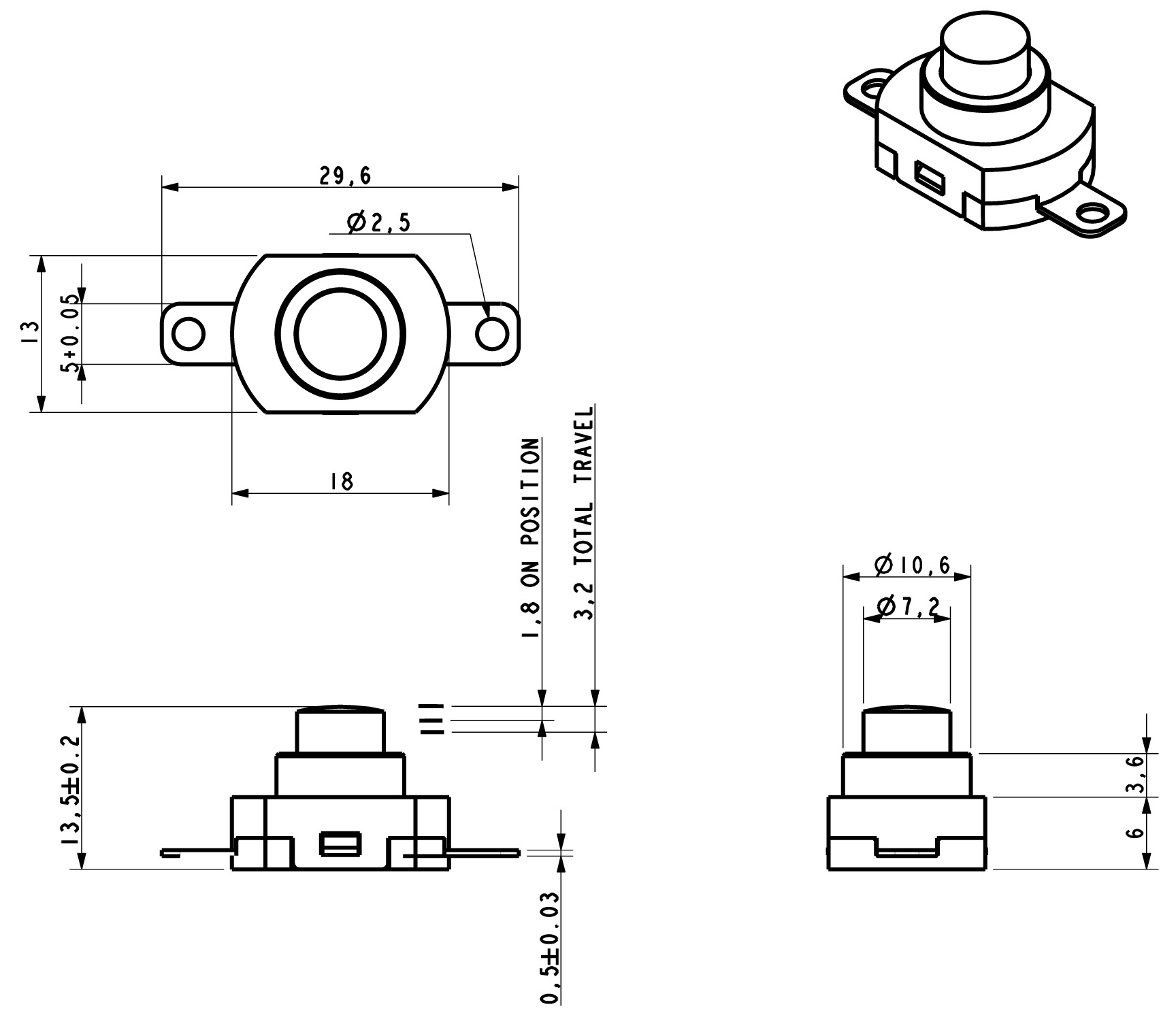 供应kan-j2系列spst自复位按键开关 插座用开关