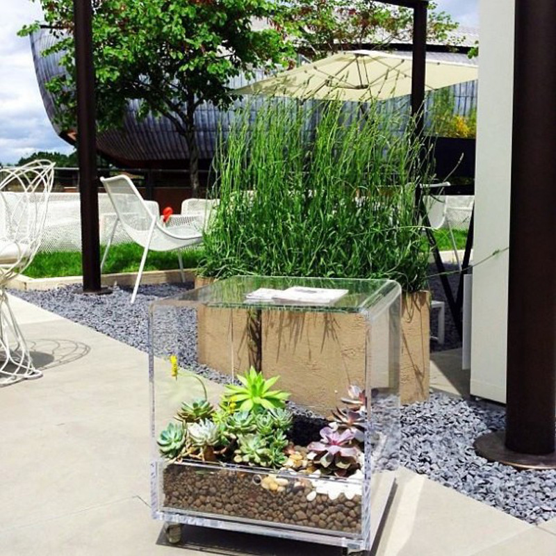 创意移动花盆 亚克力带轮多肉花盆水培种植盆景观花盆批发