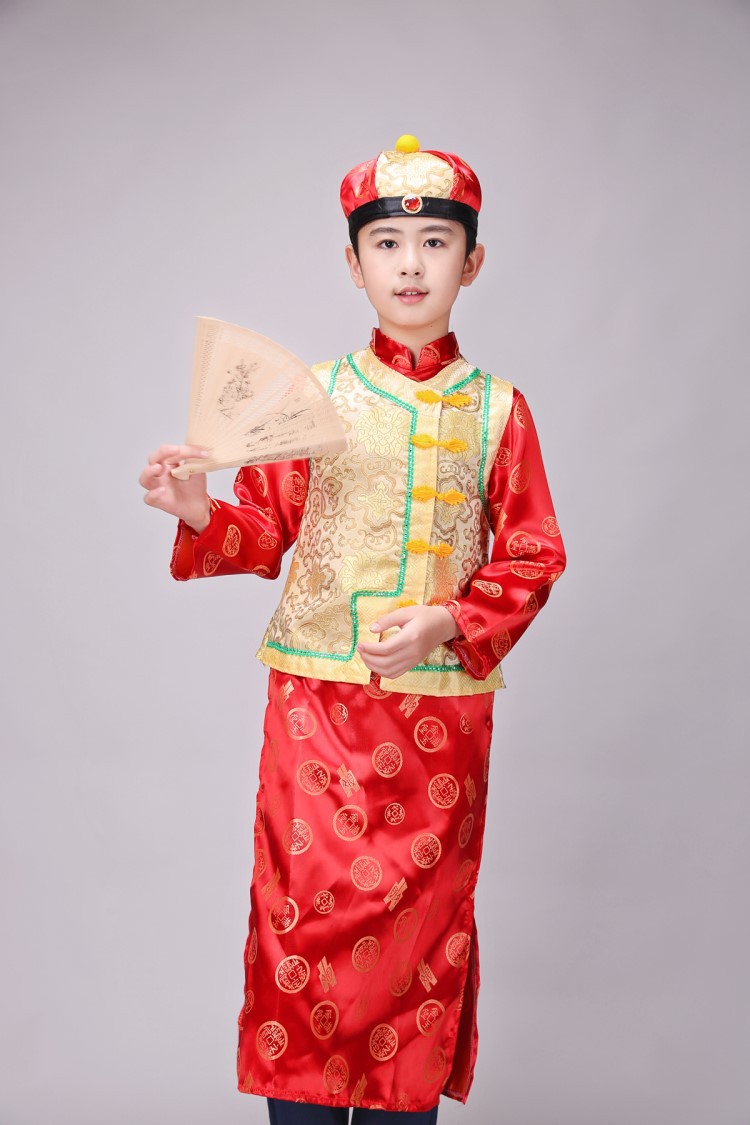 儿童古装清朝小阿哥小格格服装贝勒爷男童武皇帝演出服装地主少爷