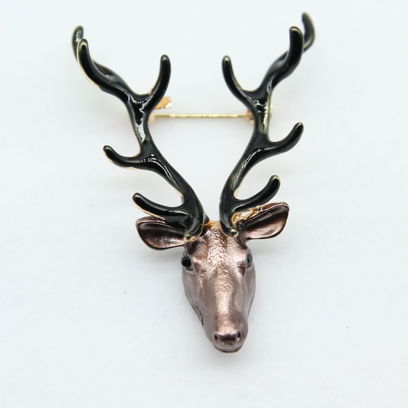 欧美创意麋鹿角胸针蓝色棕色鹿角圣诞礼品别针配饰小鹿圣诞礼品