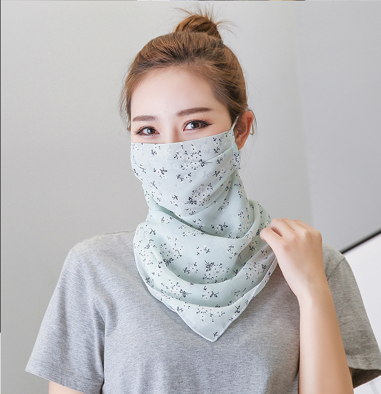 春夏新款防晒加大碎花口罩户外女款防尘防晒护颈骑行丝巾口罩批发