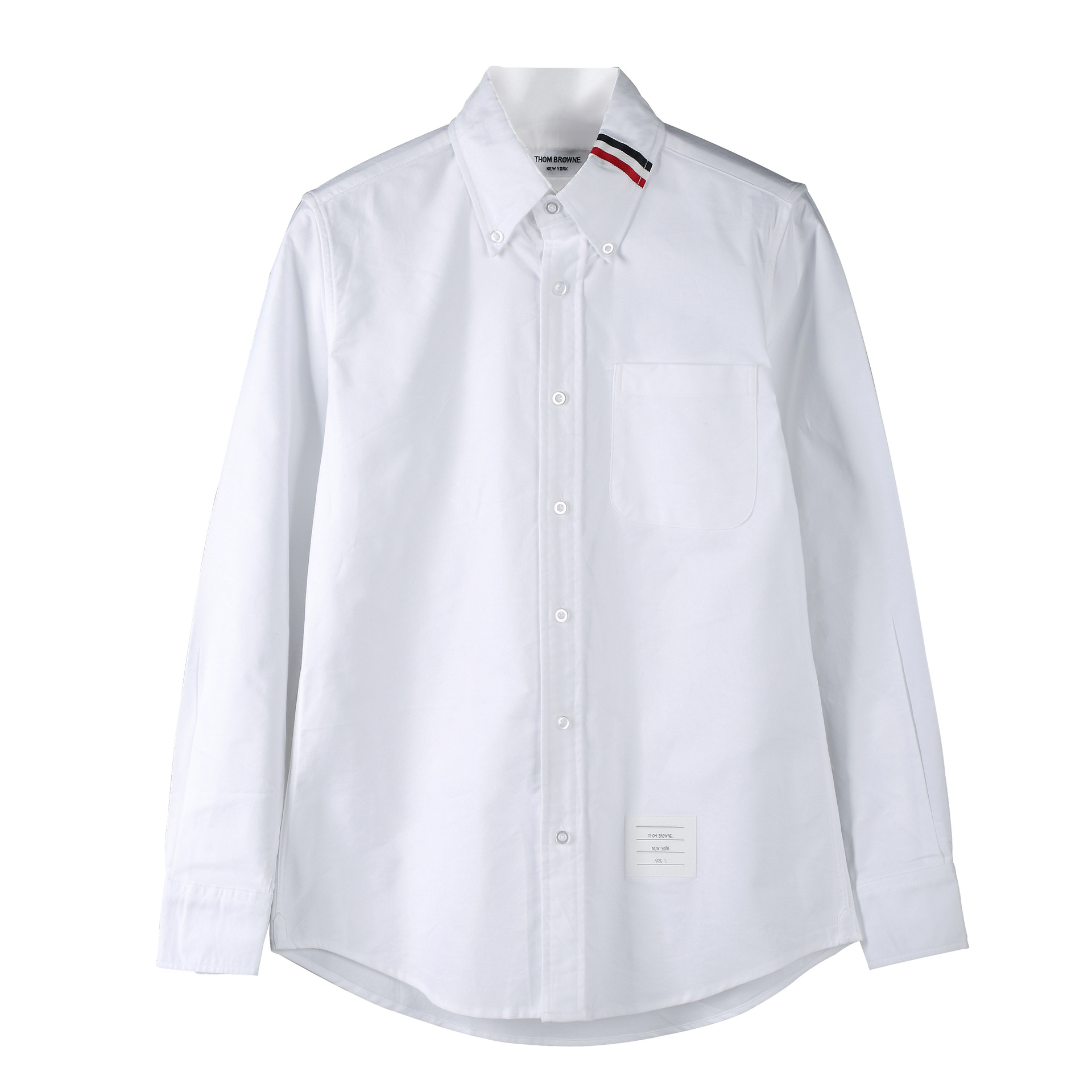 tb潮牌衬衫牛津纺白衬衫领口织带彩带白衬衣休闲商务长袖男女同款