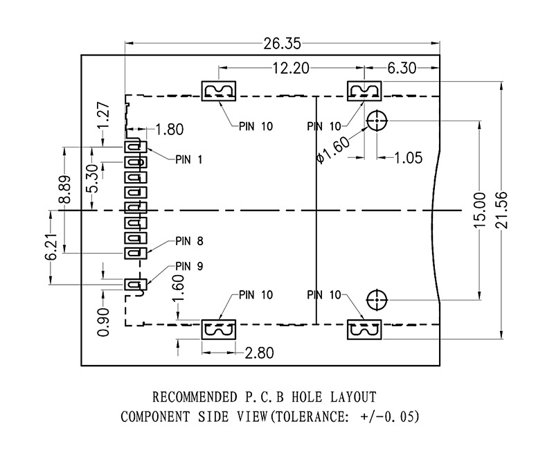 安装孔尺寸图/mounting hole dimensions
