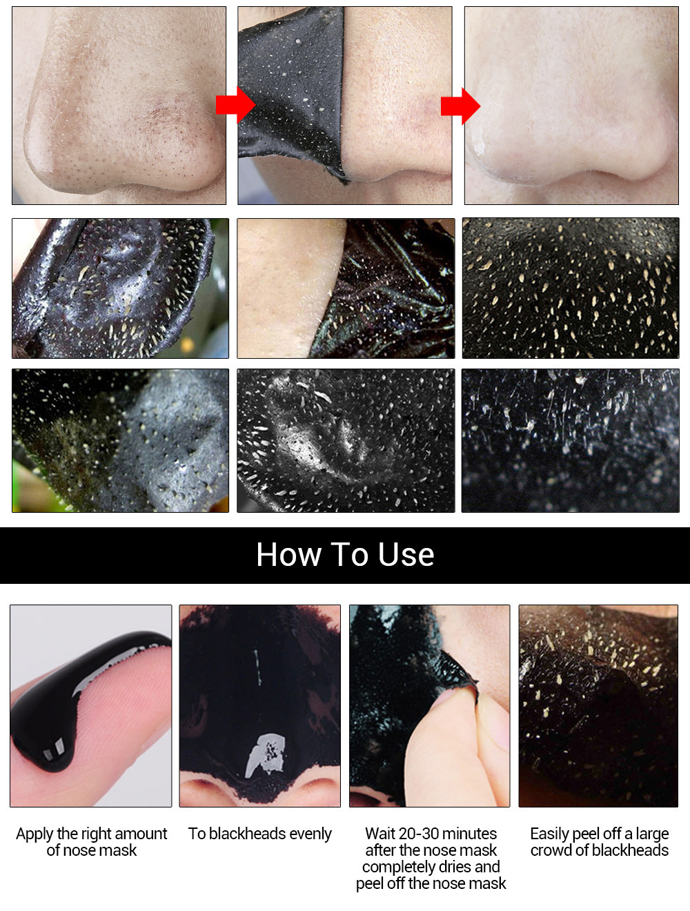 蓝蓓娜 竹炭黑头鼻膜撕拉面膜 blackhead remover mask 仅供外贸