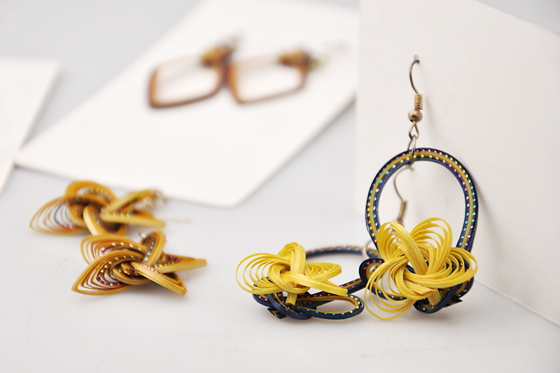 泰国幼竹手编耳环民族特色手工制作竹子编结原创饰品创意个性耳坠